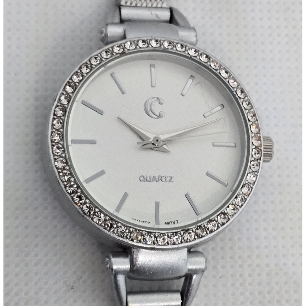 Women’s Charming Charlie Jeweled Dial Silver Tone Case Dial Mesh Band Watch 11 - Picture 6 of 8
